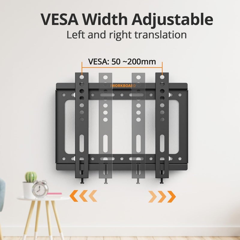 IWORKBOARD 24 27 32 40 inch Low Profile Fixed TV Wall Mount for 14-42 Inch Flat Screen, Small TV Mount，Monitor VESA Wall Mount Bracket, Fit Most 22 34 TVs, Max VESA 200x200mm, 66lbs, Single Stud - Image 3